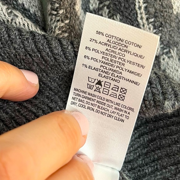 Lucky Brand Puff Sleeve Zebra Pullover Gray Crew Neck Sweater, Sz L, NWT - Picture 6 of 7